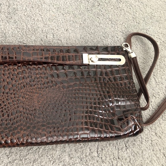 New CDN Fratelli brown croc patent leather bag CAD - Picture 2 of 11